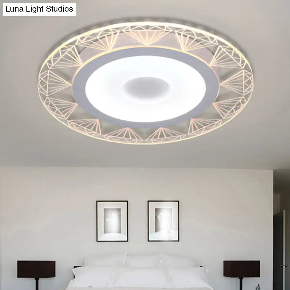 Diamond-Shaped Led Flush Mount Ceiling Light - Modern Acrylic Sizes: 8/16.5/20.5 Warm/White Perfect