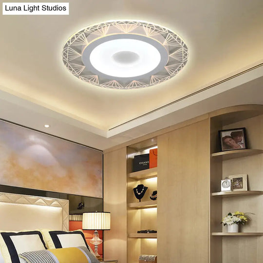 Diamond-Shaped Led Flush Mount Ceiling Light - Modern Acrylic Sizes: 8/16.5/20.5 Warm/White Perfect