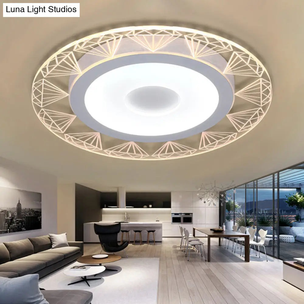 Diamond-Shaped Led Flush Mount Ceiling Light - Modern Acrylic Sizes: 8/16.5/20.5 Warm/White Perfect