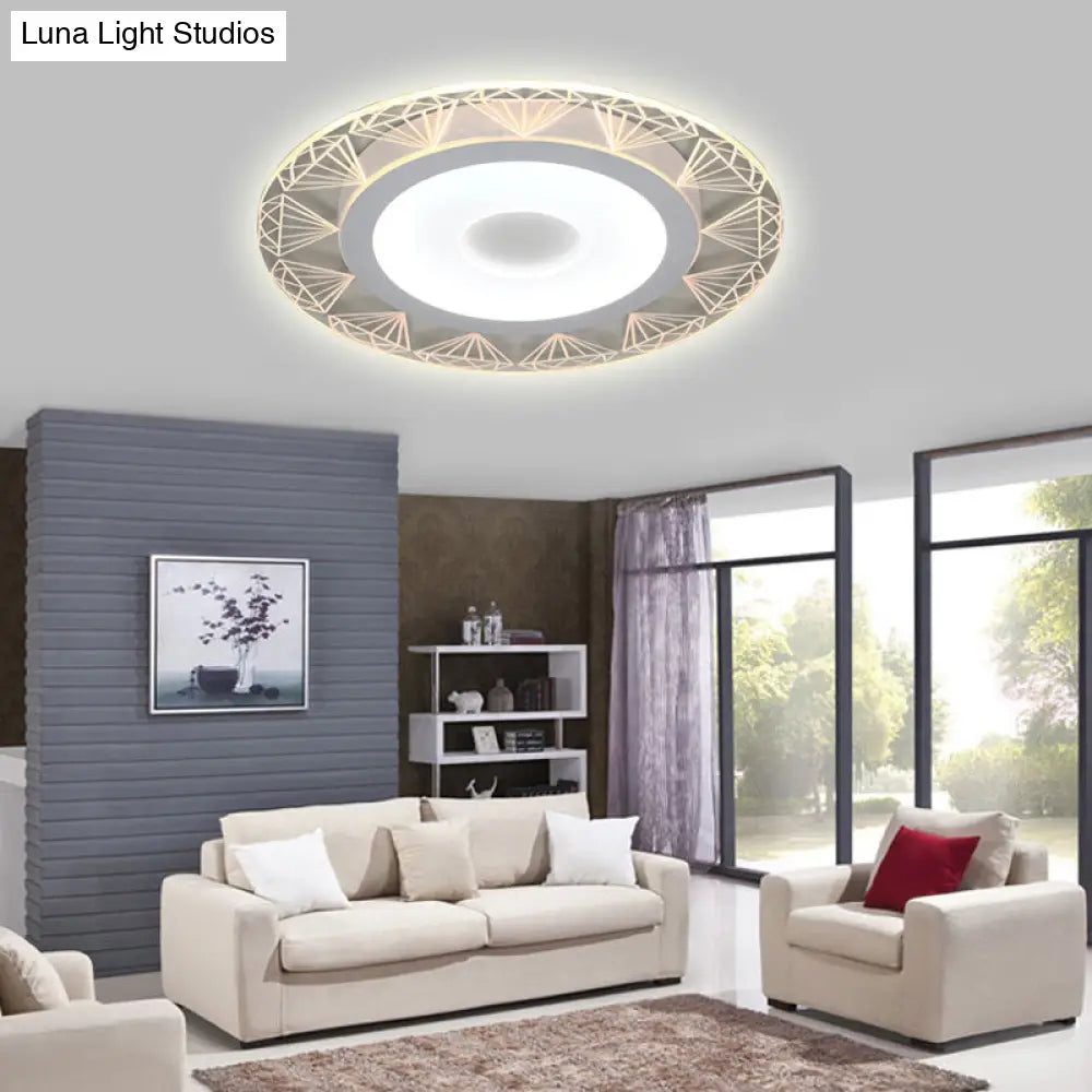 Diamond-Shaped Led Flush Mount Ceiling Light - Modern Acrylic Sizes: 8/16.5/20.5 Warm/White Perfect