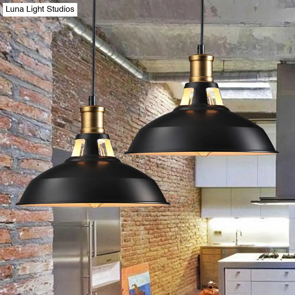 Dining Room Ceiling Light Fixture: 10.5/12/15 W 1-Light Hanging With Barn Shade - Farmhouse Style In