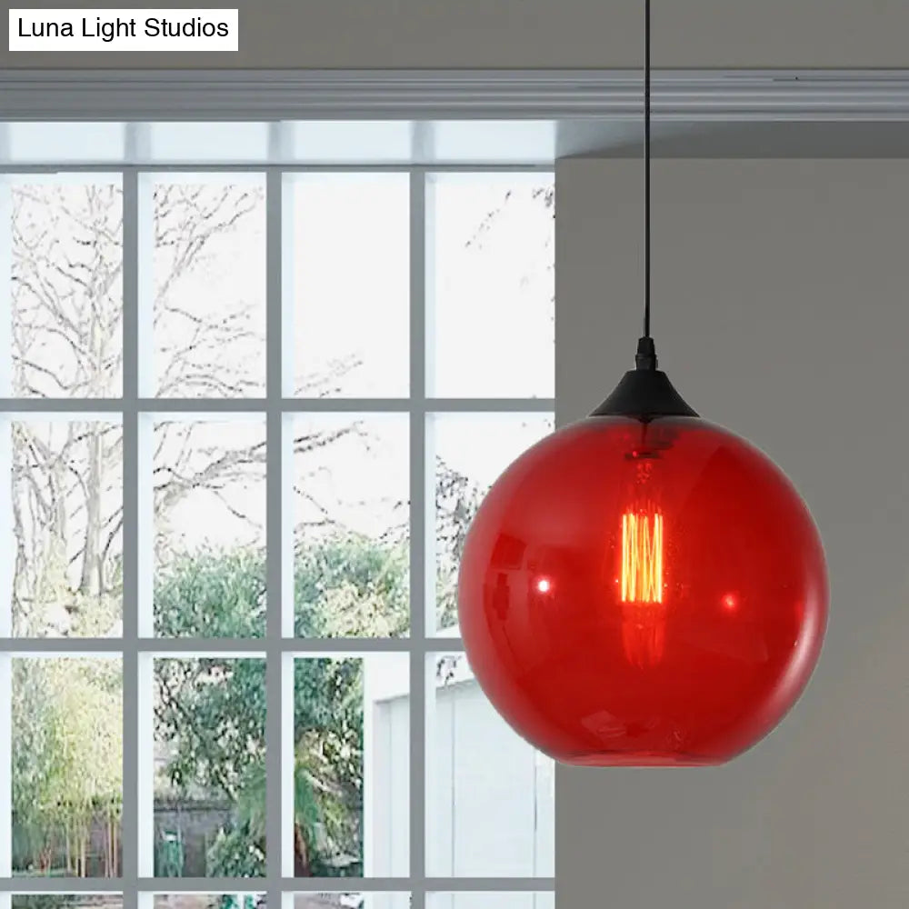 Macaron Glass Pendant Ceiling Light - Clear/Coffee/Red Dining Room Hanging Lamp Kit Red