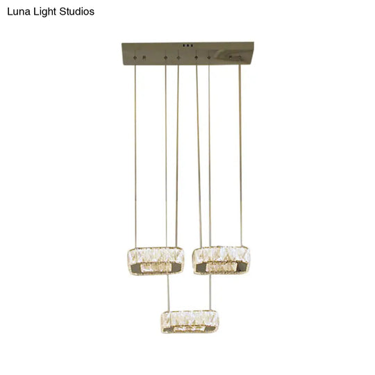 Simplicity Stainless-Steel Led Pendant Chandelier With Clear Crystal Shade - Ideal For Dining Room