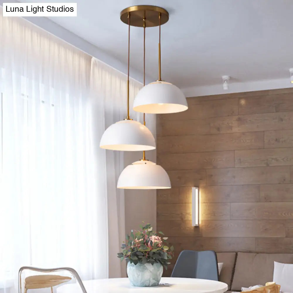 Macaron Cluster Pendant With Down Lighting And Iron Shade - 3 Colors Available For Dining Room White