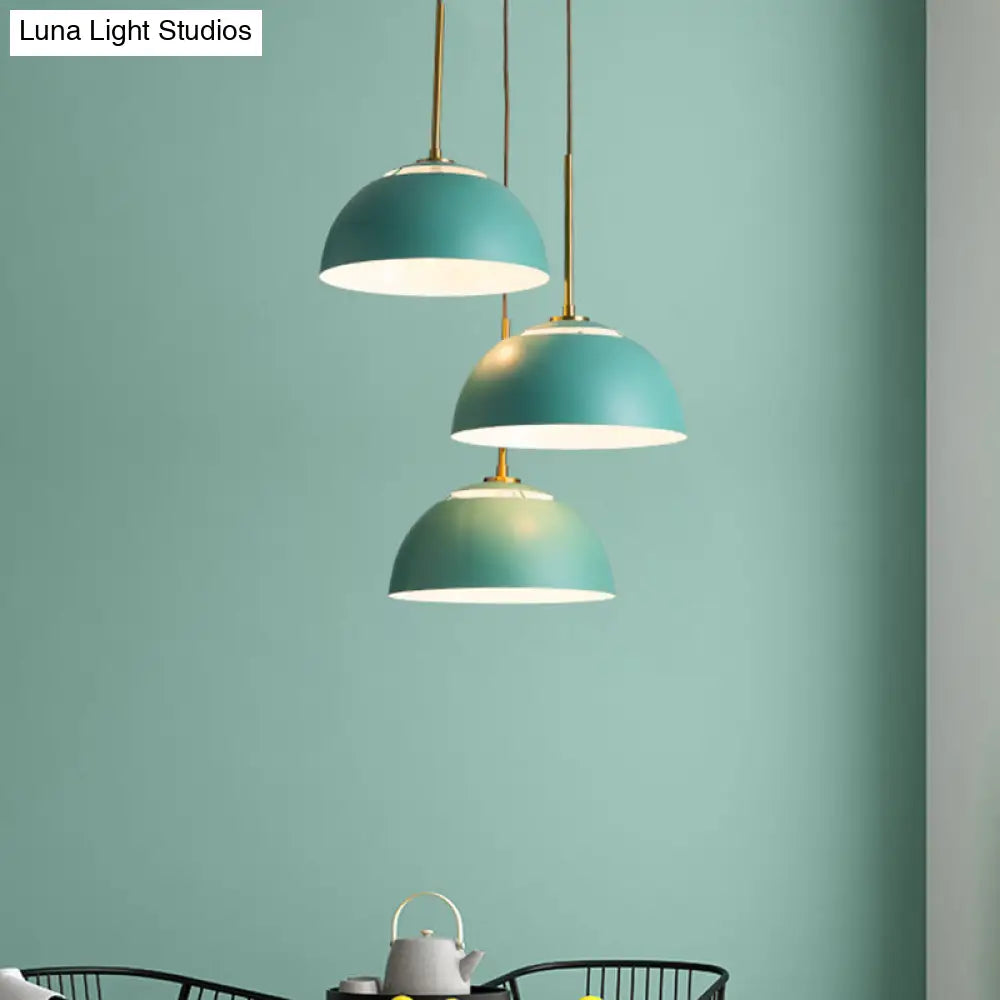 Macaron Cluster Pendant With Down Lighting And Iron Shade - 3 Colors Available For Dining Room Green