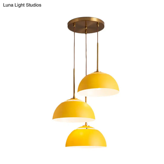 Macaron Cluster Pendant With Down Lighting And Iron Shade - 3 Colors Available For Dining Room