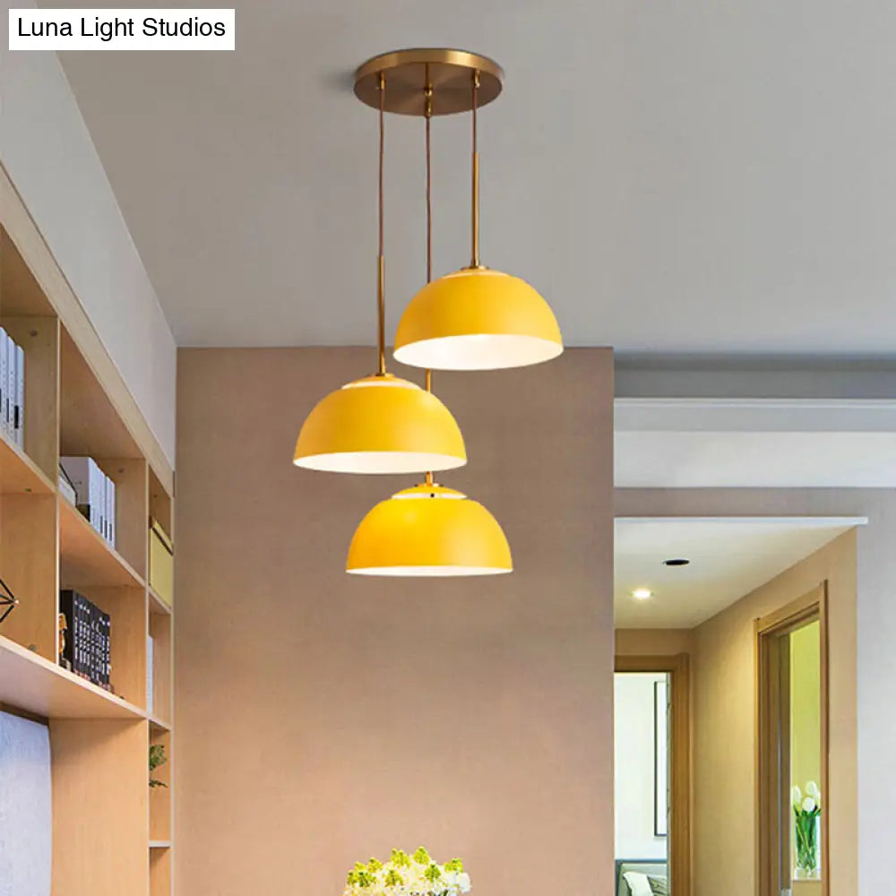 Macaron Cluster Pendant With Down Lighting And Iron Shade - 3 Colors Available For Dining Room