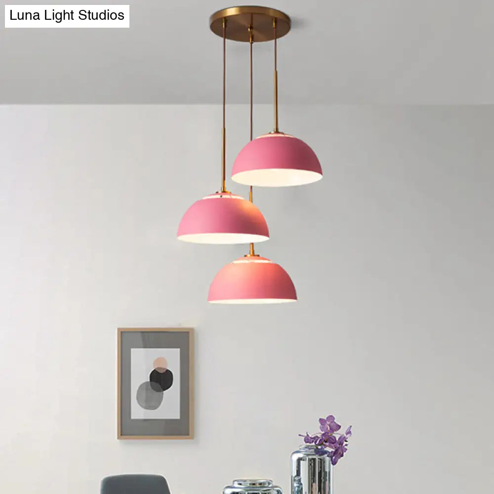 Macaron Cluster Pendant With Down Lighting And Iron Shade - 3 Colors Available For Dining Room