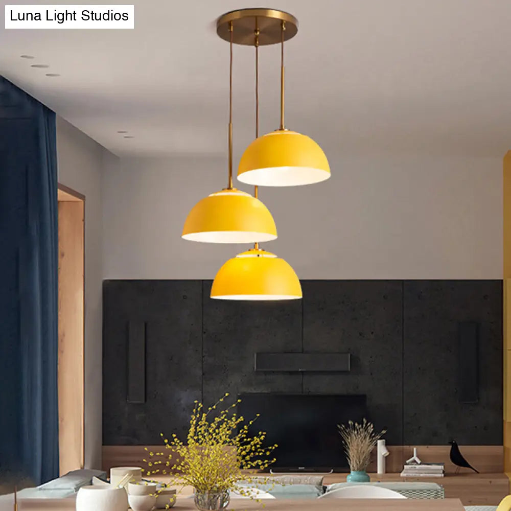 Macaron Cluster Pendant With Down Lighting And Iron Shade - 3 Colors Available For Dining Room