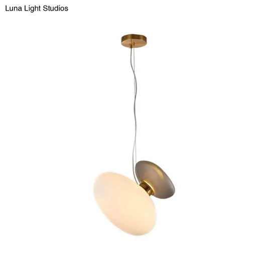 Modern Brass Pendant Light With Glass Shade - Set Of 2 Bulbs Pebble Accent In Light-Blue/Cream