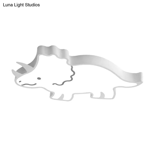 Dinosaur Design Kids Led Flushmount Lighting For Childrens Room - Yellow/White Flush Pendant Light