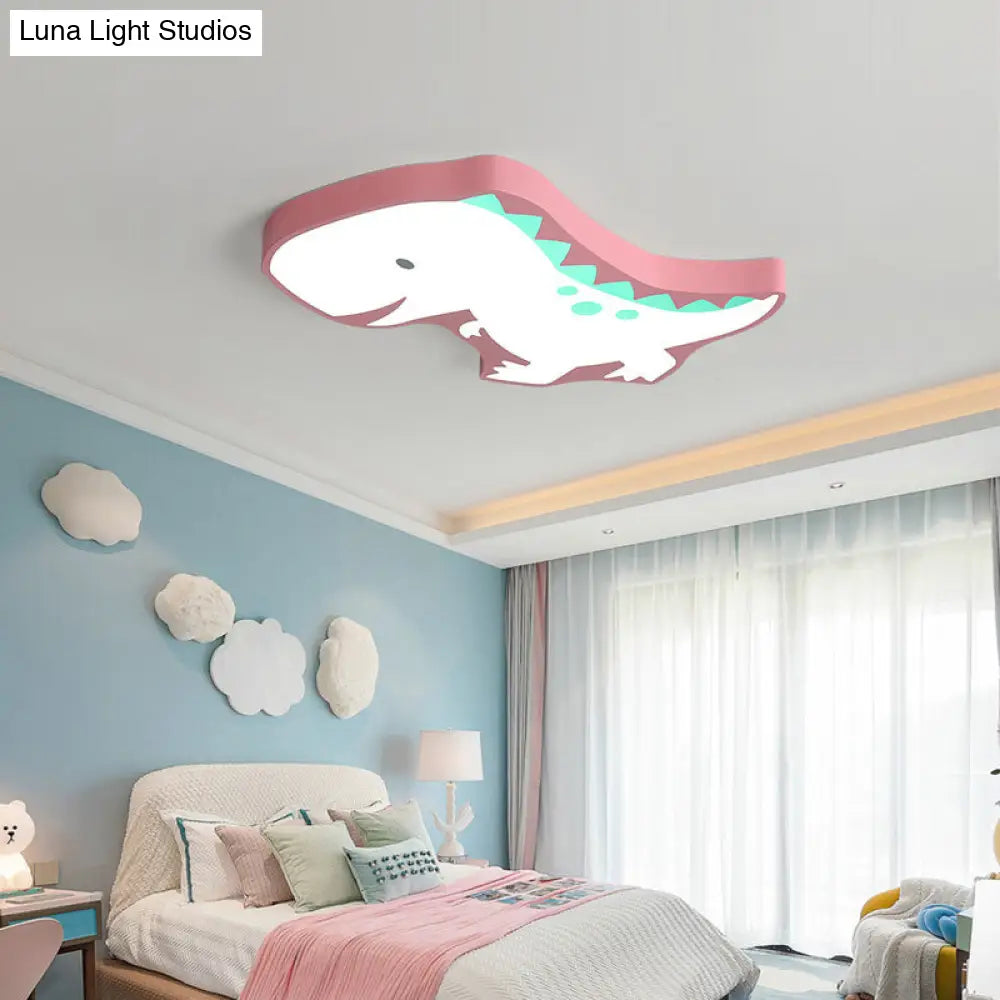 Dinosaur Led Ceiling Light For Kindergarten Nursery Pink / White
