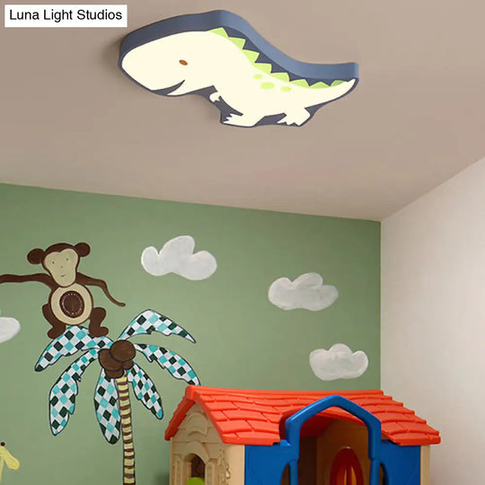 Dinosaur Led Ceiling Light For Kindergarten Nursery Blue / Warm