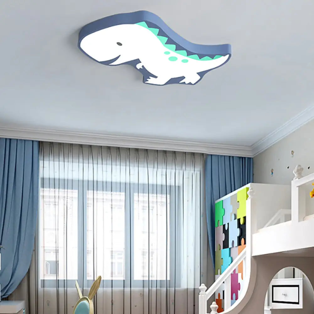Dinosaur Led Ceiling Light For Kindergarten Nursery Blue / White