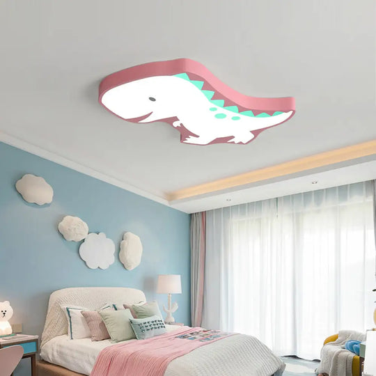 Dinosaur Led Ceiling Light For Kindergarten Nursery Pink / White