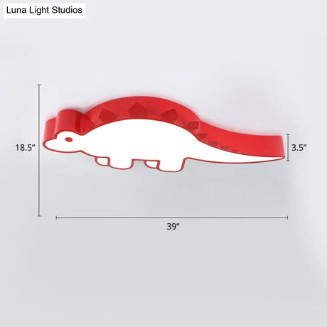 Dinosaur Led Flushmount Ceiling Lamp For Kids Room - Metal Flush - Mount Light Fixture