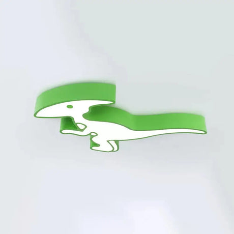 Dinosaur Led Flushmount Ceiling Lamp For Kids Room - Metal Flush - Mount Light Fixture Green / White