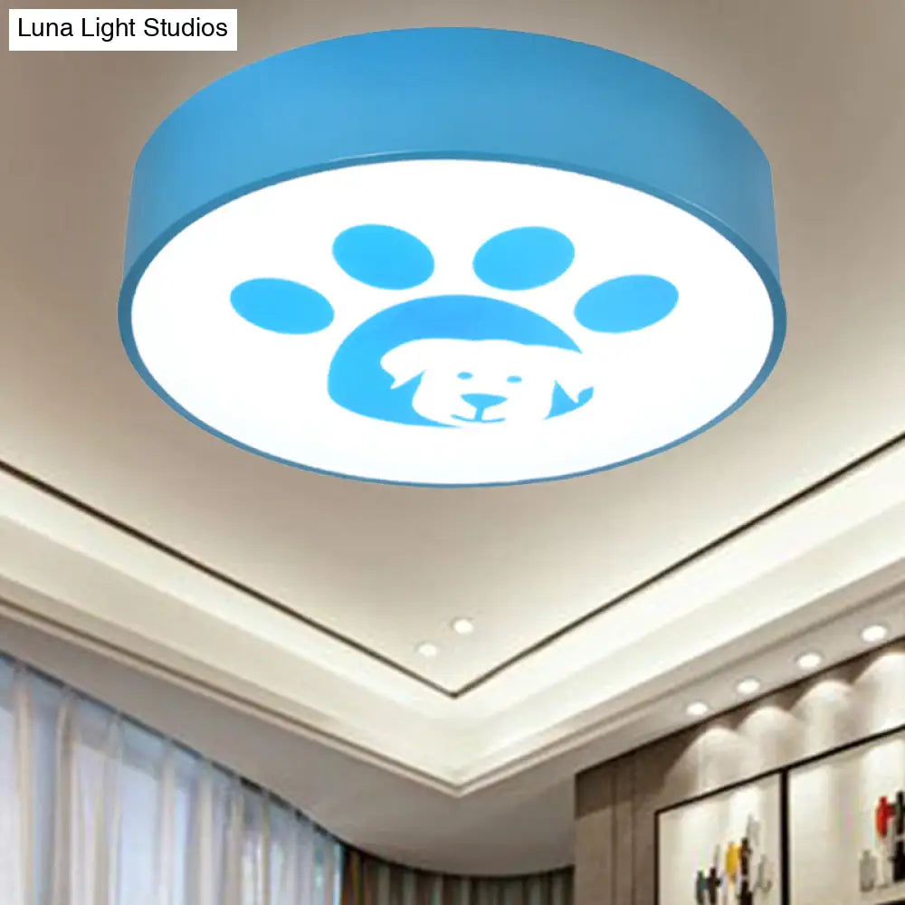 Dog Paw Acrylic Ceiling Lamp: Round Shade Mount Light For Bathrooms