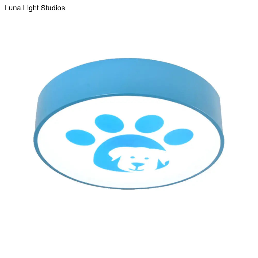 Dog Paw Acrylic Ceiling Lamp: Round Shade Mount Light For Bathrooms