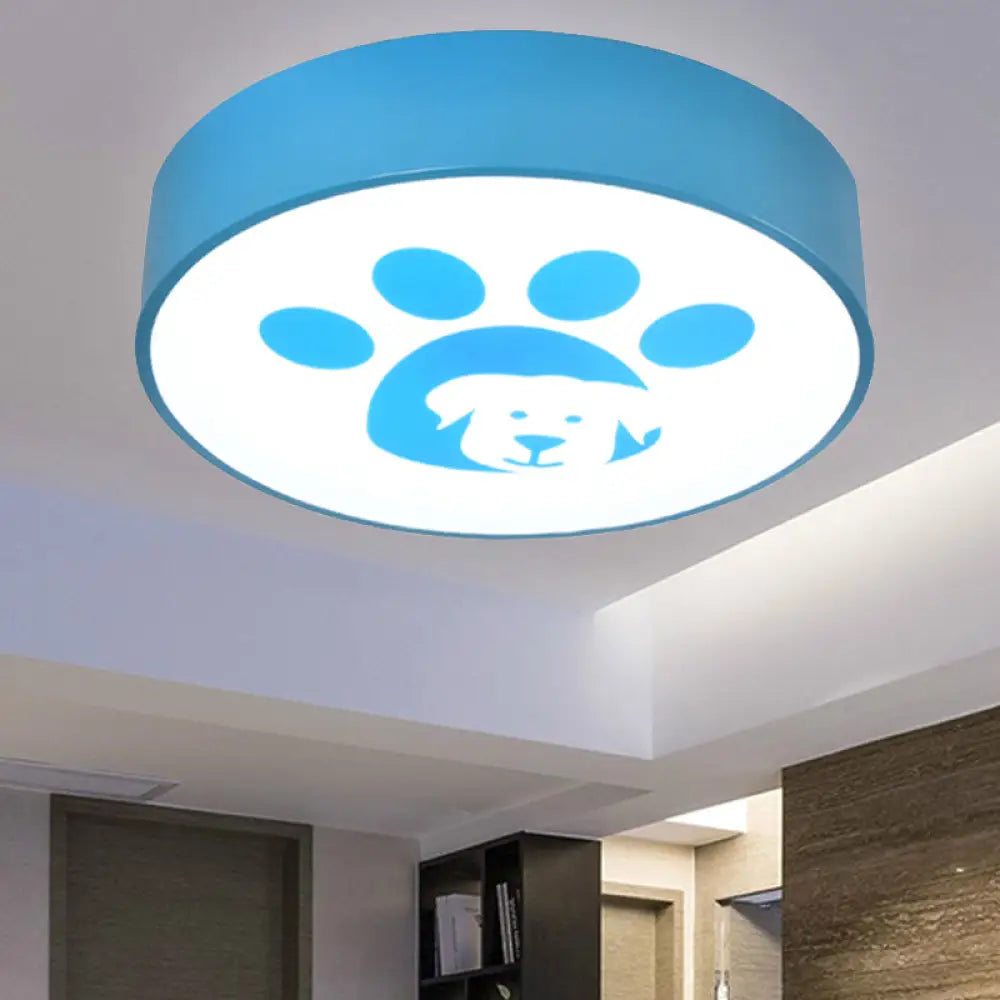 Dog Paw Acrylic Ceiling Lamp: Round Shade Mount Light For Bathrooms Blue / 15’
