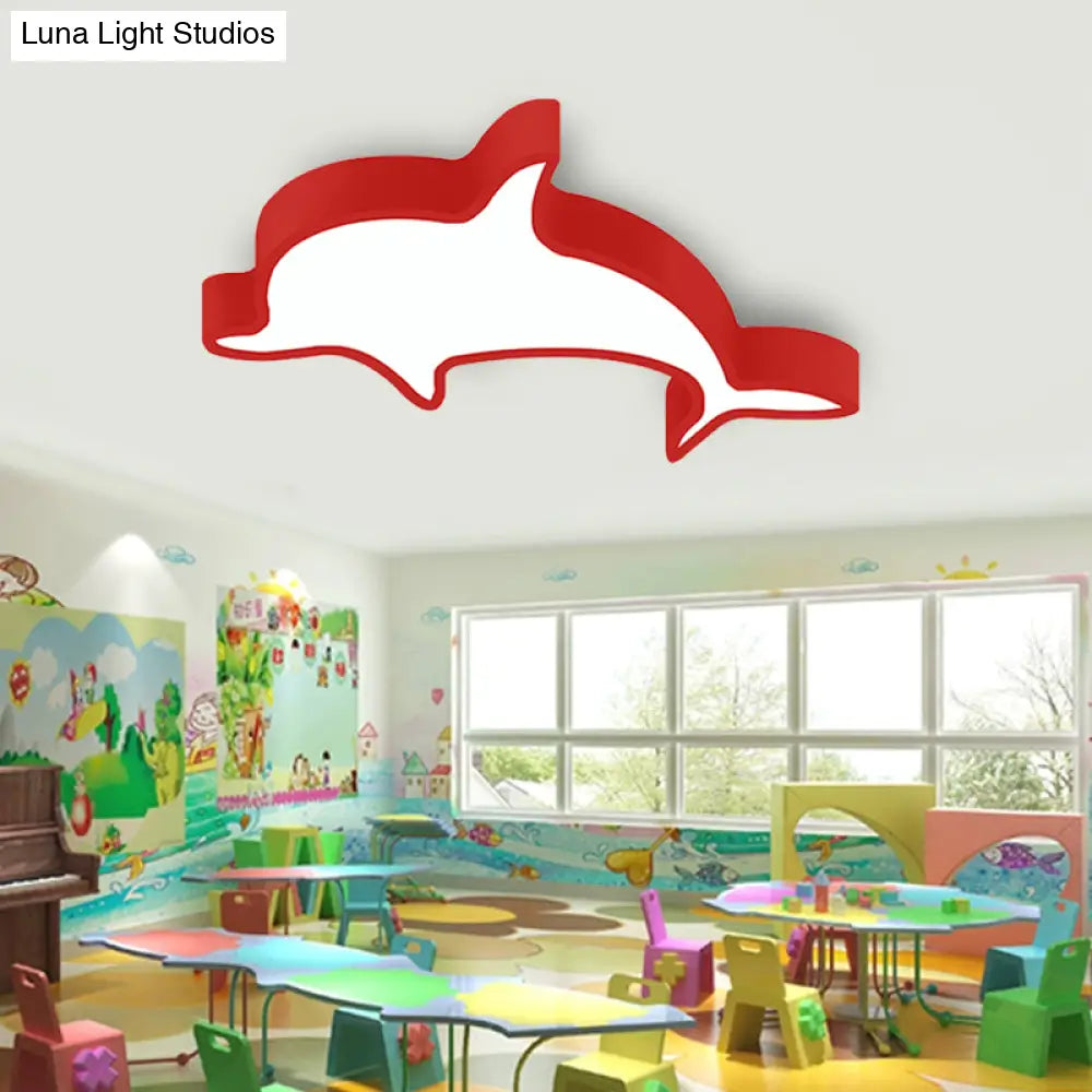 Dolphin Acrylic Ceiling Lamp: Modern Lovely Flush Mount Light For Kindergarten