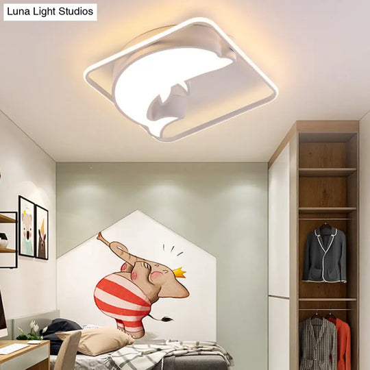 Dolphin Led Ceiling Mount Light: Animal Acrylic Lamp For Kids Bedroom White / Third Gear