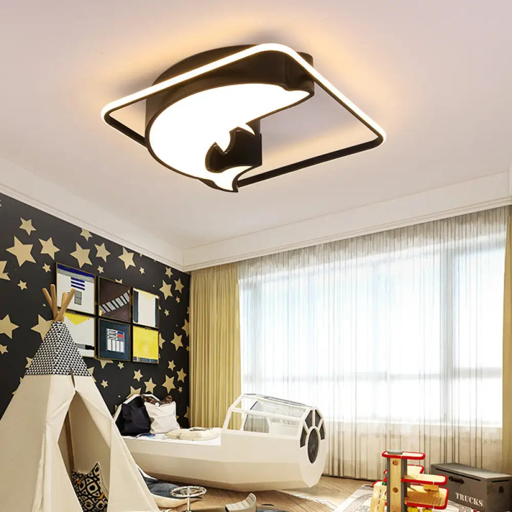 Dolphin Led Ceiling Mount Light: Animal Acrylic Lamp For Kids Bedroom Black / Third Gear