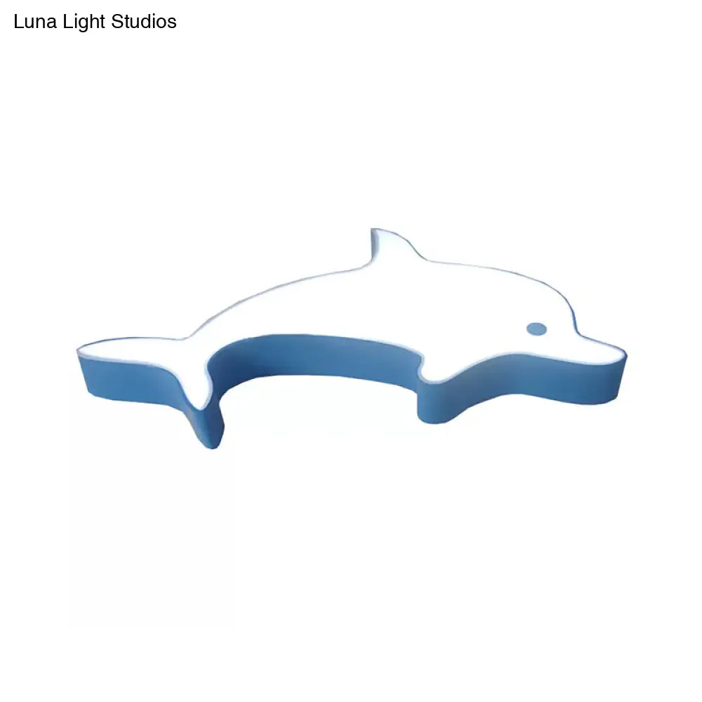 Dolphin Led Flush Mount Light - Perfect For Childs Bedroom Ceiling