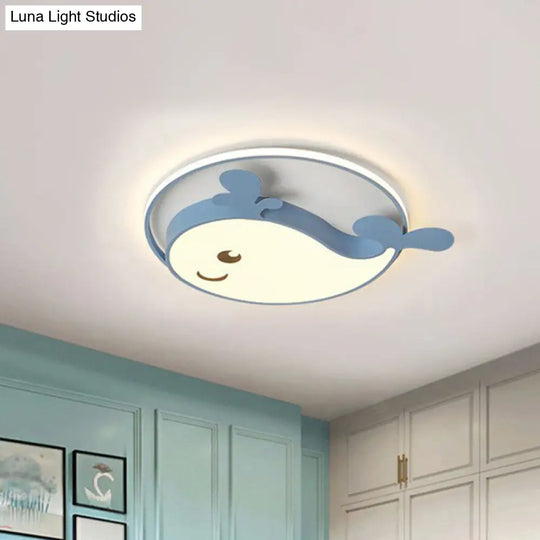 Dolphin - Shaped Led Flush Ceiling Light For Kids’ Bedroom In Metallic Finish