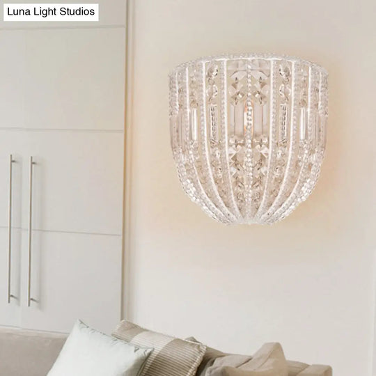 Dome Clear Crystal Wall Mounted Traditional Sconce Light - Elegant Living Room Lighting