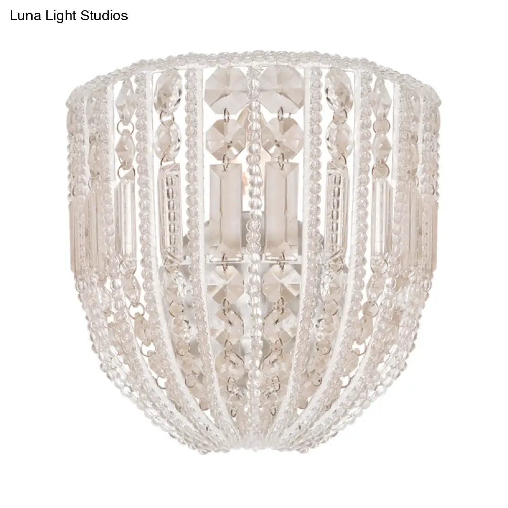 Dome Clear Crystal Wall Mounted Traditional Sconce Light - Elegant Living Room Lighting