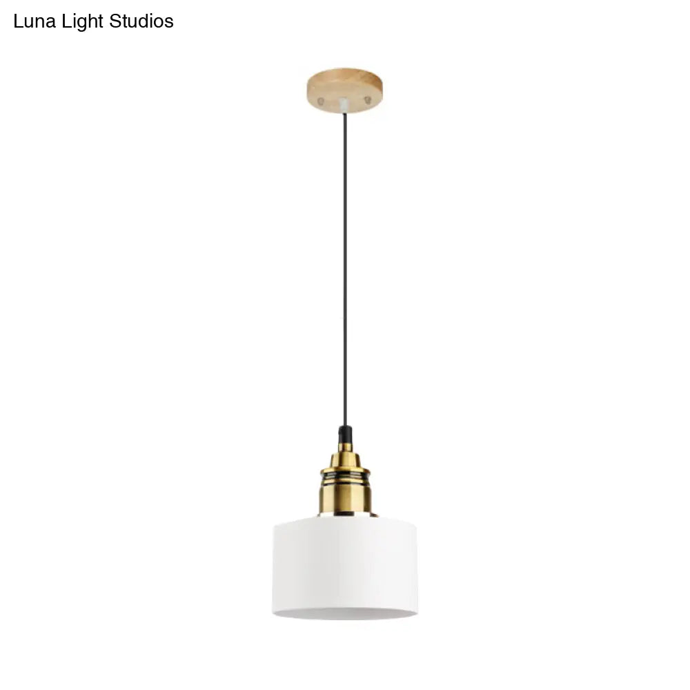 Dome/Cylinder/Cone Iron Hanging Light: Macaron Single White/Pink/Blue & Brass Ceiling Pendant For