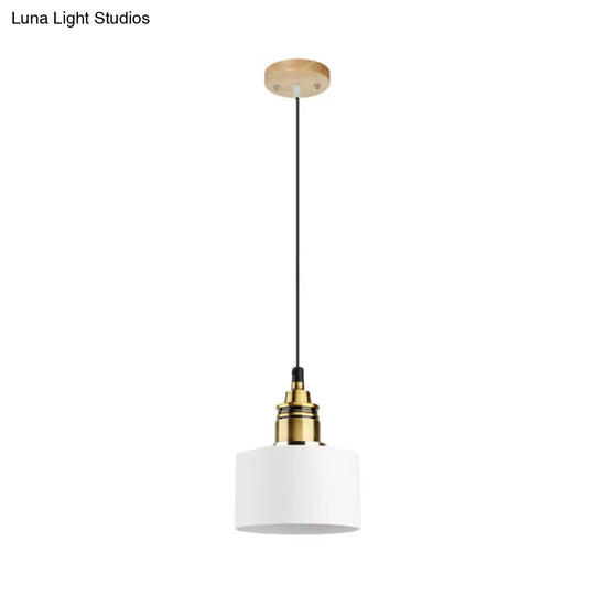 Dome/Cylinder/Cone Iron Hanging Light: Macaron Single White/Pink/Blue & Brass Ceiling Pendant For