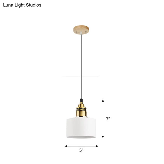 Dome/Cylinder/Cone Iron Hanging Light: Macaron Single White/Pink/Blue & Brass Ceiling Pendant For