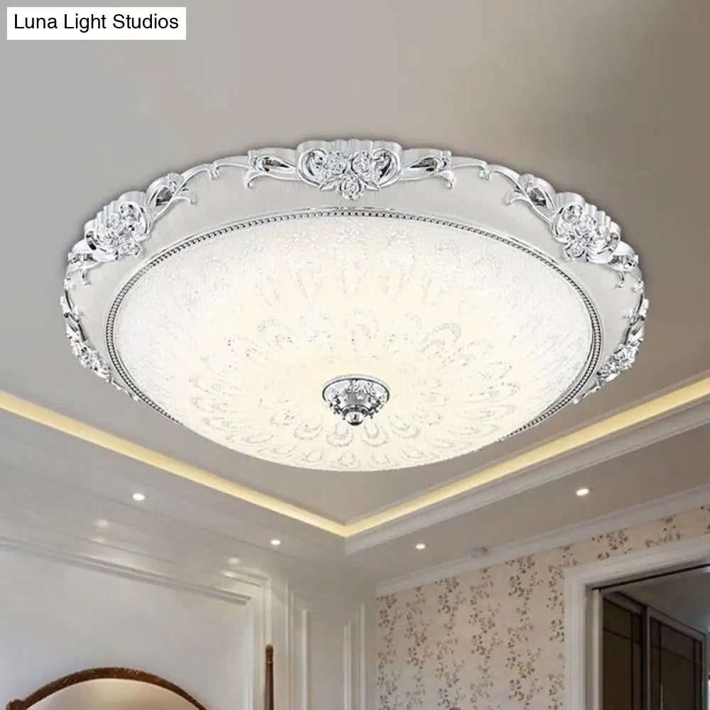 Dome Flush Mount Led Ceiling Light In Modern White Glass - 8/12/16 Wide Gold/Silver Finish White/3