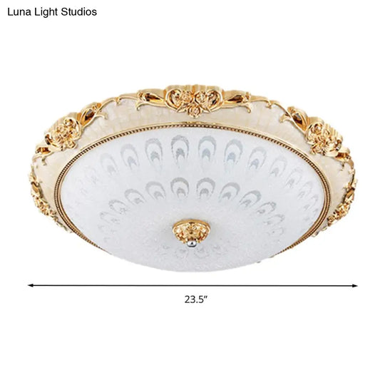 Dome Flush Mount Led Ceiling Light In Modern White Glass - 8’/12’/16’ Wide Gold/Silver Finish