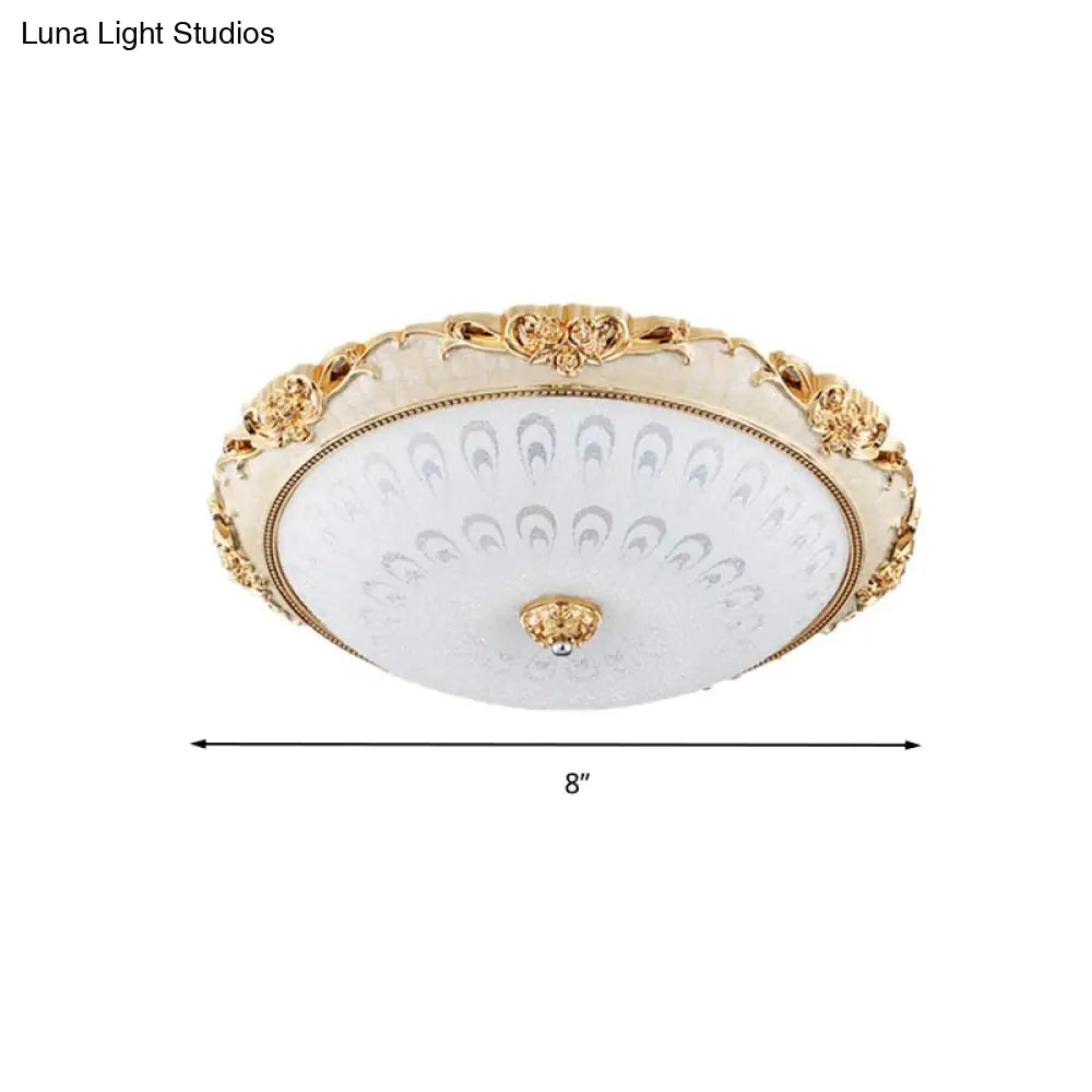 Dome Flush Mount Led Ceiling Light In Modern White Glass - 8’/12’/16’ Wide Gold/Silver Finish