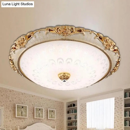 Dome Flush Mount Led Ceiling Light In Modern White Glass - 8’/12’/16’ Wide Gold/Silver Finish