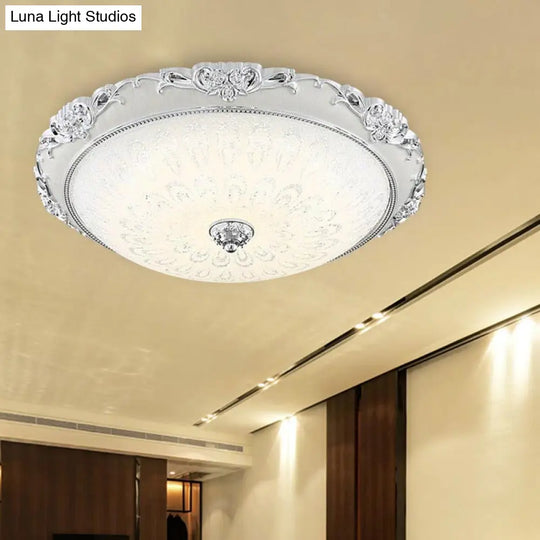 Dome Flush Mount Led Ceiling Light In Modern White Glass - 8’/12’/16’ Wide Gold/Silver Finish