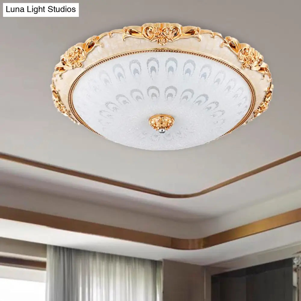 Dome Flush Mount Led Ceiling Light In Modern White Glass - 8’/12’/16’ Wide Gold/Silver Finish