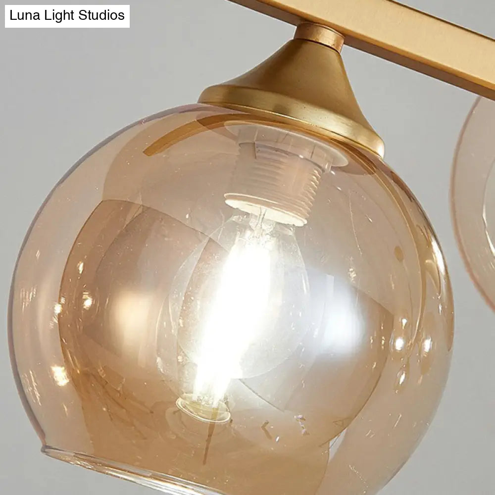 Dome Glass Ceiling Light - Postmodern 6-Head Hanging Lamp For Dining Table