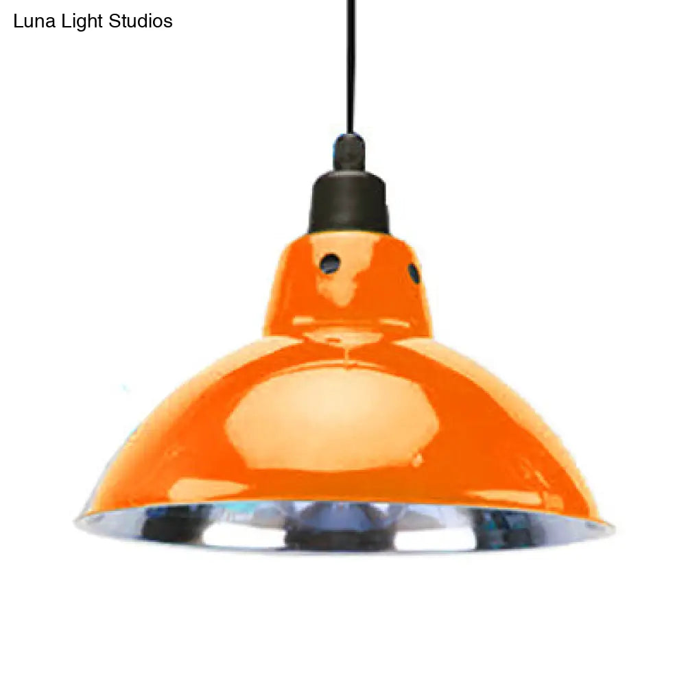 Dome Dining Table Ceiling Pendant - Industrial Stainless Steel 1 Head Black/Gray Orange / 13