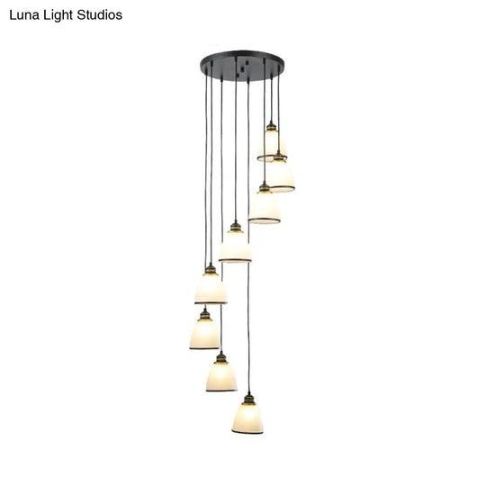 Sleek Opal Glass Spiral Pendant Ceiling Light For Living Room