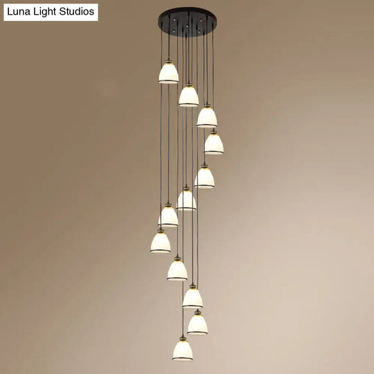 Sleek Opal Glass Spiral Pendant Ceiling Light For Living Room