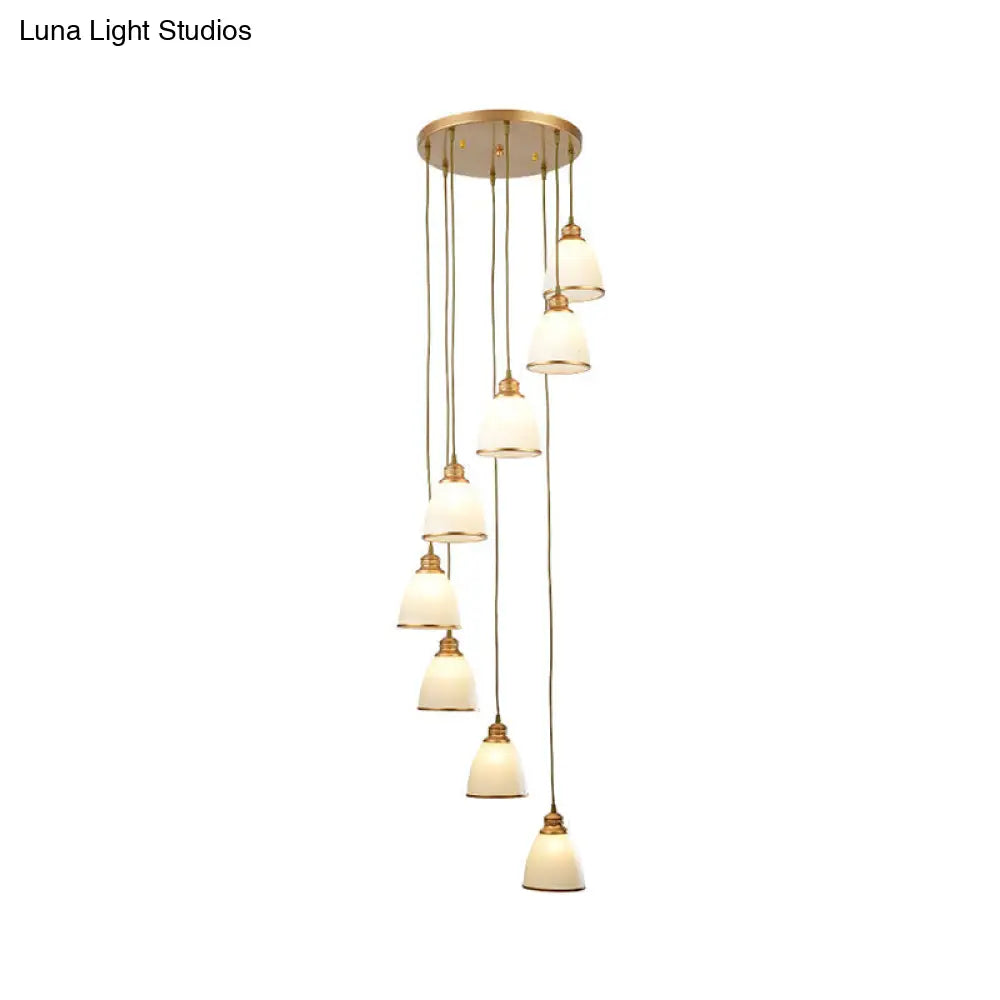 Sleek Opal Glass Spiral Pendant Ceiling Light For Living Room