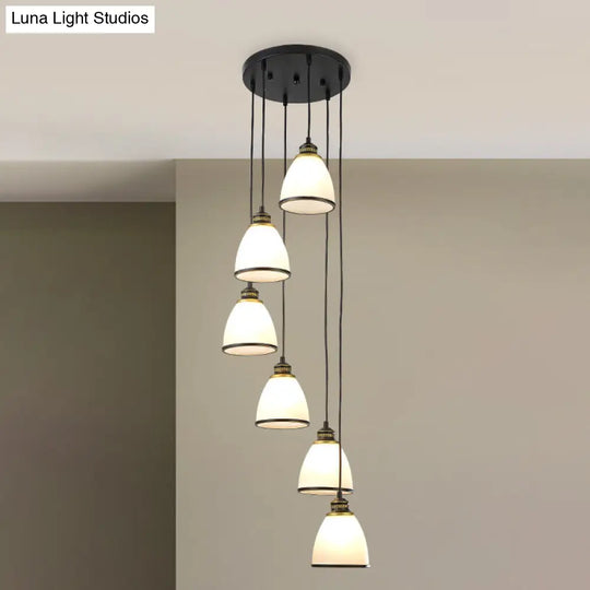 Sleek Opal Glass Spiral Pendant Ceiling Light For Living Room