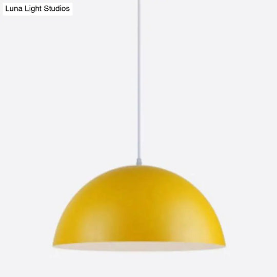 Dome Restaurant Pendant Light Modern Metal Design Hanging Ceiling With 1 Yellow / 12