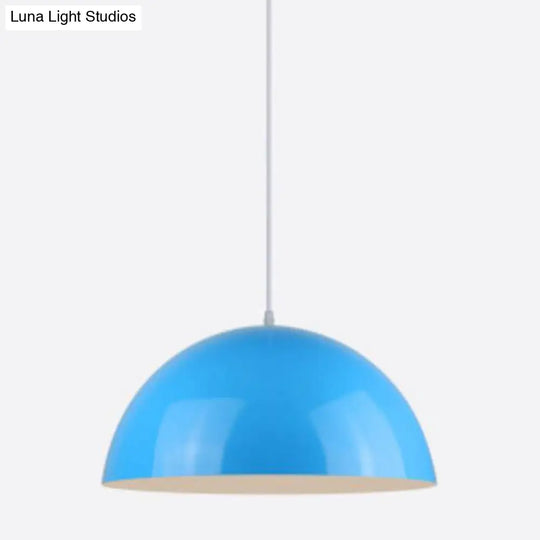 Dome Restaurant Pendant Light Modern Metal Design Hanging Ceiling With 1 Blue / 12