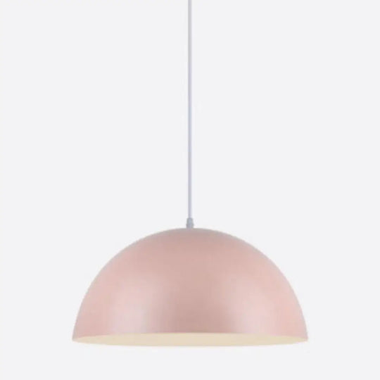 Dome Pendant Ceiling Light – Modern Metal Design With 1 Ideal For Restaurant Pink / 12’