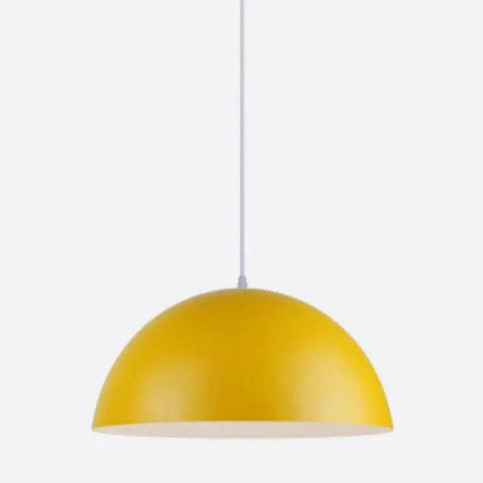 Dome Pendant Ceiling Light – Modern Metal Design With 1 Ideal For Restaurant Yellow / 12’